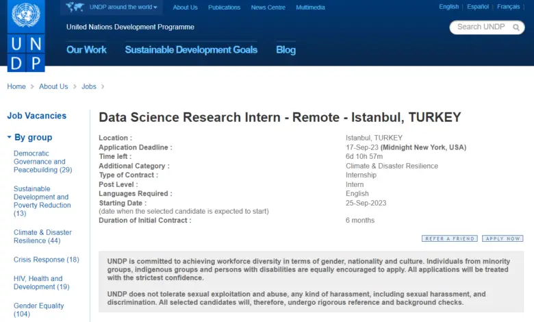 Data Science Research Intern Opportunity at UNDP