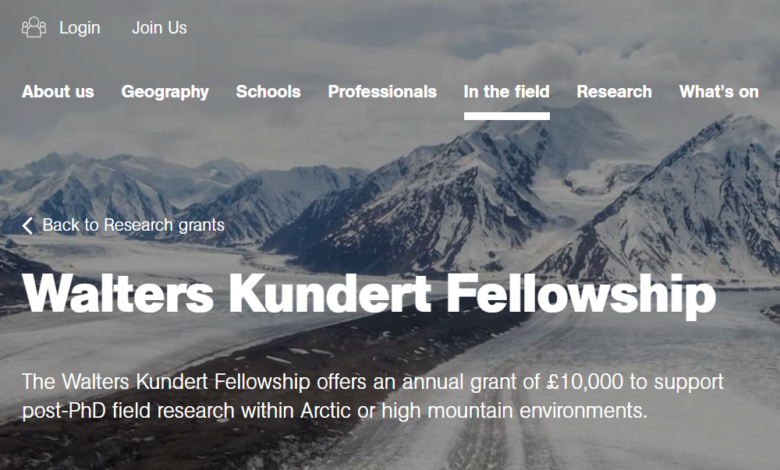 The Walters Kundert Fellowship (offers an annual grant of £10,000)