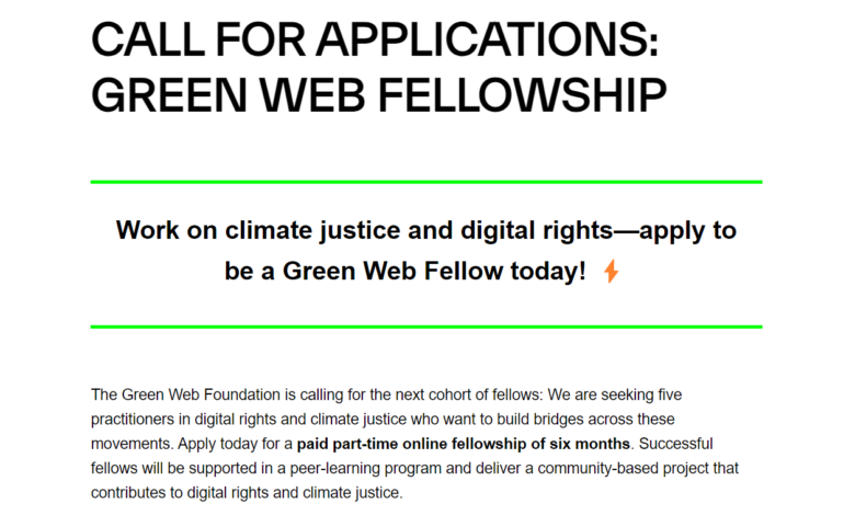 The Green Web Foundation Fellowship (paid part-time online fellowship of six months)