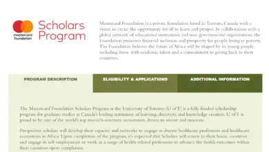 The Mastercard Foundation Scholars Program at the University of Toronto: A fully funded scholarship to study in Canada