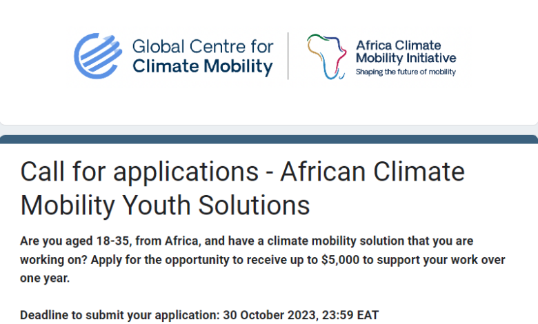Funding of up to $5,000 per project! Apply for the African Climate Mobility Youth Solutions