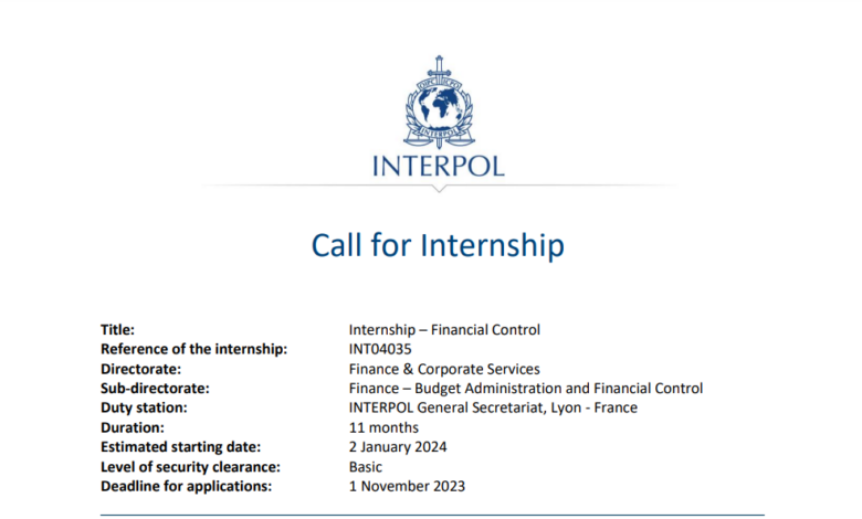 INTERPOL’s Internship Programme- Financial Control