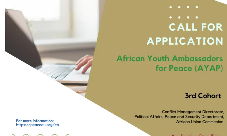 Call for Applications for the 3rd Cohort of African Youth Ambassador for Peace (AYAP)