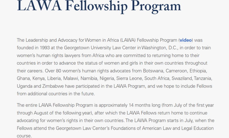 The Leadership & Advocacy for Women in Africa (LAWA) Fellowship Program