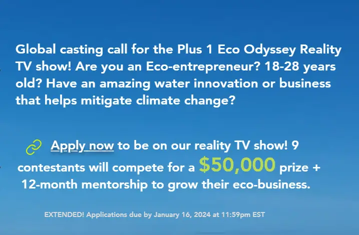 Plus 1 Eco Odyssey 2024: win $50,000 while having a blast saving our planet