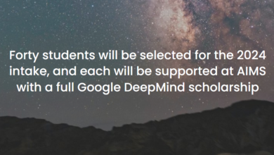 DeepMind Scholars at AIMS South Africa AI for Science program: Be a citizen of any African country (Forty students will be selected for the 2024 intake)