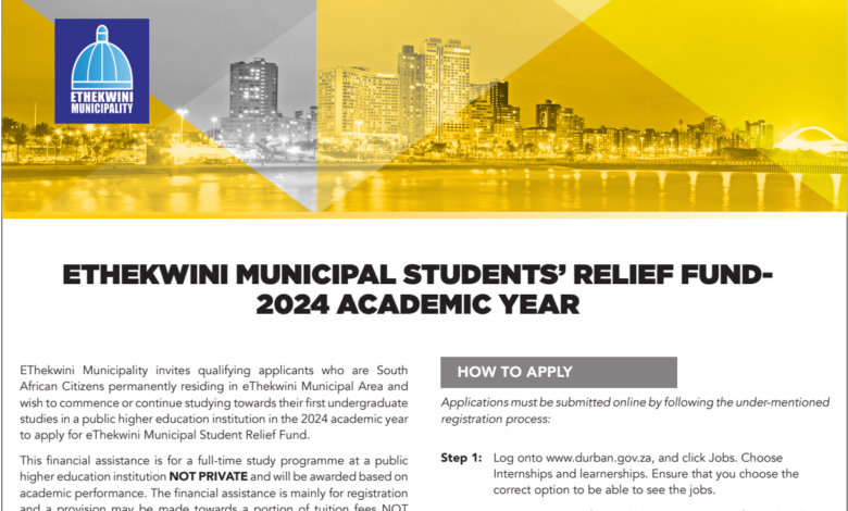 The eThekwini Municipal Student Relief Fund For South African Youth To Get Financial Assistance For Their Undergraduate Studies