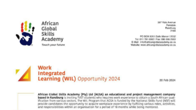 An Amazing Opportunity For Young South Africans! The African Global Skills Academy Is Offering Work Intergrated Learning Programmes For A Period Of 18 months!