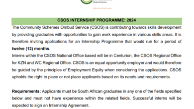 45 Internship Vacancies At The Community Schemes Ombud Service (CSOS): R6 400.00 Per Month Stipend