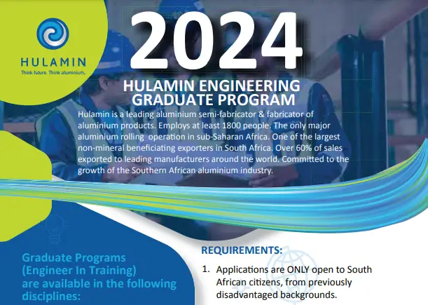 Hulamin Engineering Graduate Programme For Young South Africans (Hulamin is a leading aluminium semi-fabricator & fabricator of aluminium products)
