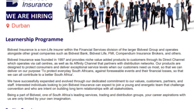 Bidvest Insurance Learnership Programme For Young South Africans (Durban)