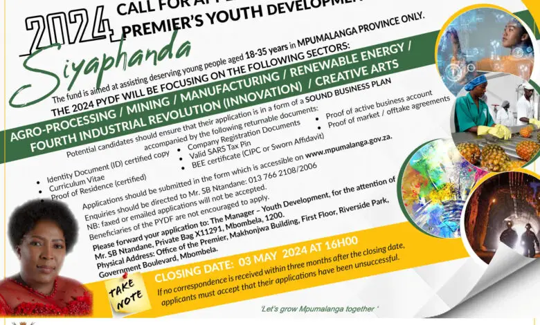 Do you need capital to either start a new or expand your existing business? Unlock your entrepreneurship potential with the Mpumalanga Premier’s Youth Development Fund!