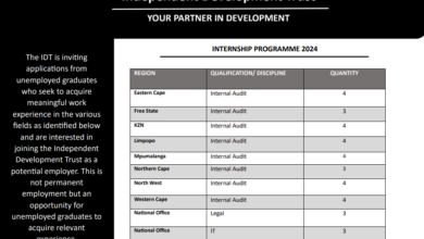 Independent Development Trust is inviting applications from SA unemployed graduates who seek to acquire meaningful work experience in various fields