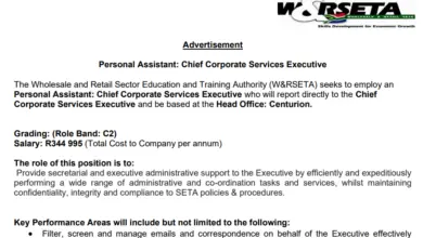 R344 995 Per Month Personal Assistant Post: The Wholesale and Retail Sector Education and Training Authority (W&RSETA)