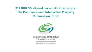R12 000.00 stipend per month internship at the Companies and Intellectual Property Commission (CIPC)