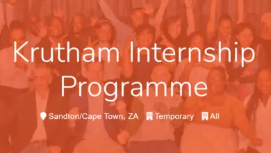 Krutham Internship Programme: These internships are for recent graduates in South Africa