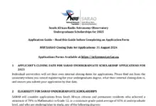 South African Radio Astronomy Observatory Undergraduate Scholarships for 2025 (R173 040 and a once-off laptop grant of R12 000)