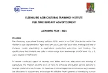 The Elsenburg Agricultural Training Institute (EATI) Full-Time Bursary Advertisement
