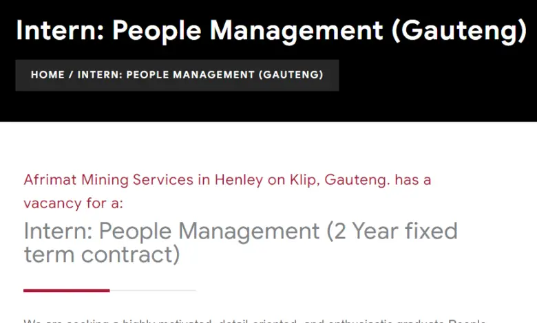 People Management Internship Post (Gauteng) At AFRIMAT Mining Services