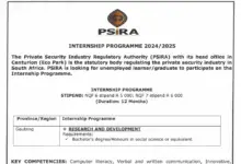 R5 000-R6 000 Per Month Internship Programme At The Private Security Industry Regulatory Authority (PSIRA) 