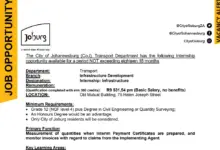 The City of Johannesburg Transport Department Internship with a monthly stipend of R9 531,54 pm