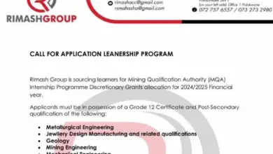 R 8000 per month learnership at Rimash Group for Mining Qualification Authority (MQA)