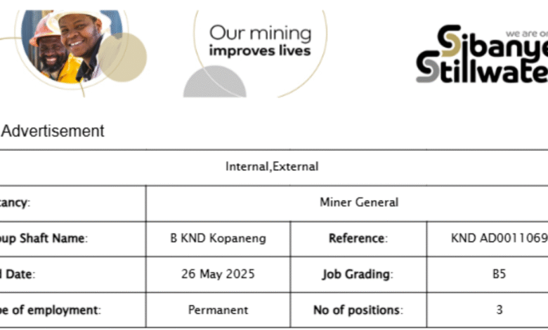 Join one of SA's top gold mines as General Miner (3 vacancies) 1 Join of of SA's top gold mine as General Miner (3 vacancies)